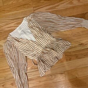 Auguste Revolve Tan Stripe Blouse Top